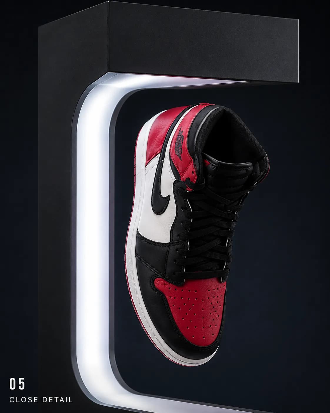 A sneaker floating in the display